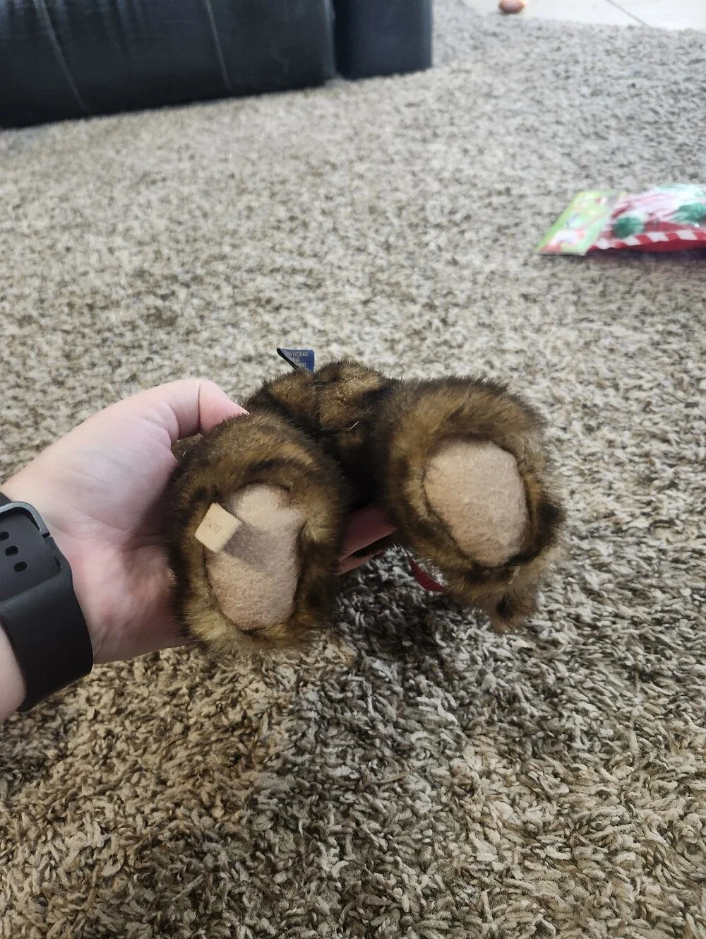 Boyds Bears Brown Faux Fur Bear with Burgundy Ribbon